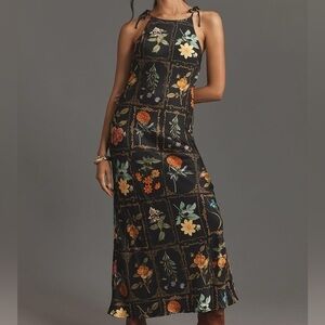 Anthropologie Tie-Neck Column Midi Dress